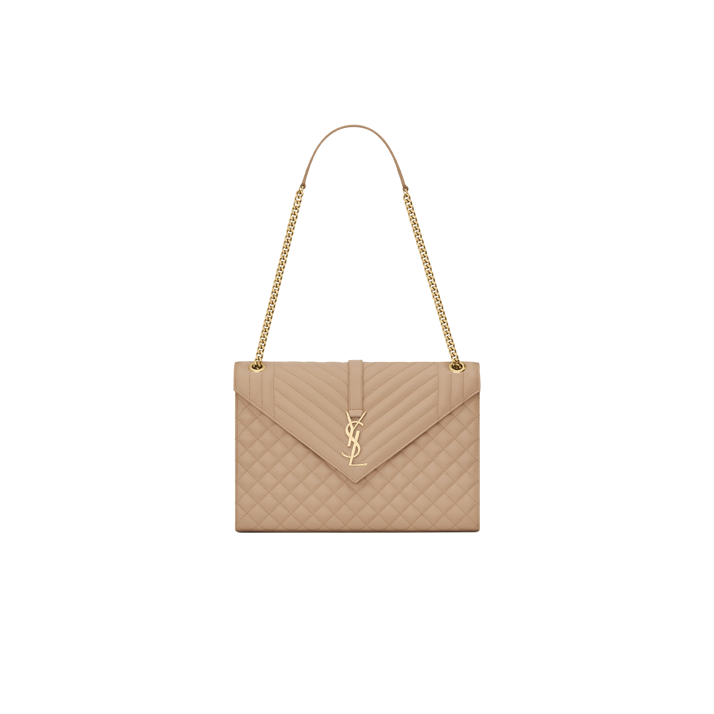 YSL ENVELOPE LARGE IN QUILTED GRAIN DE POUDRE EMBOSSED LEATHER 600166BOW912721 (31*22*7.5cm)